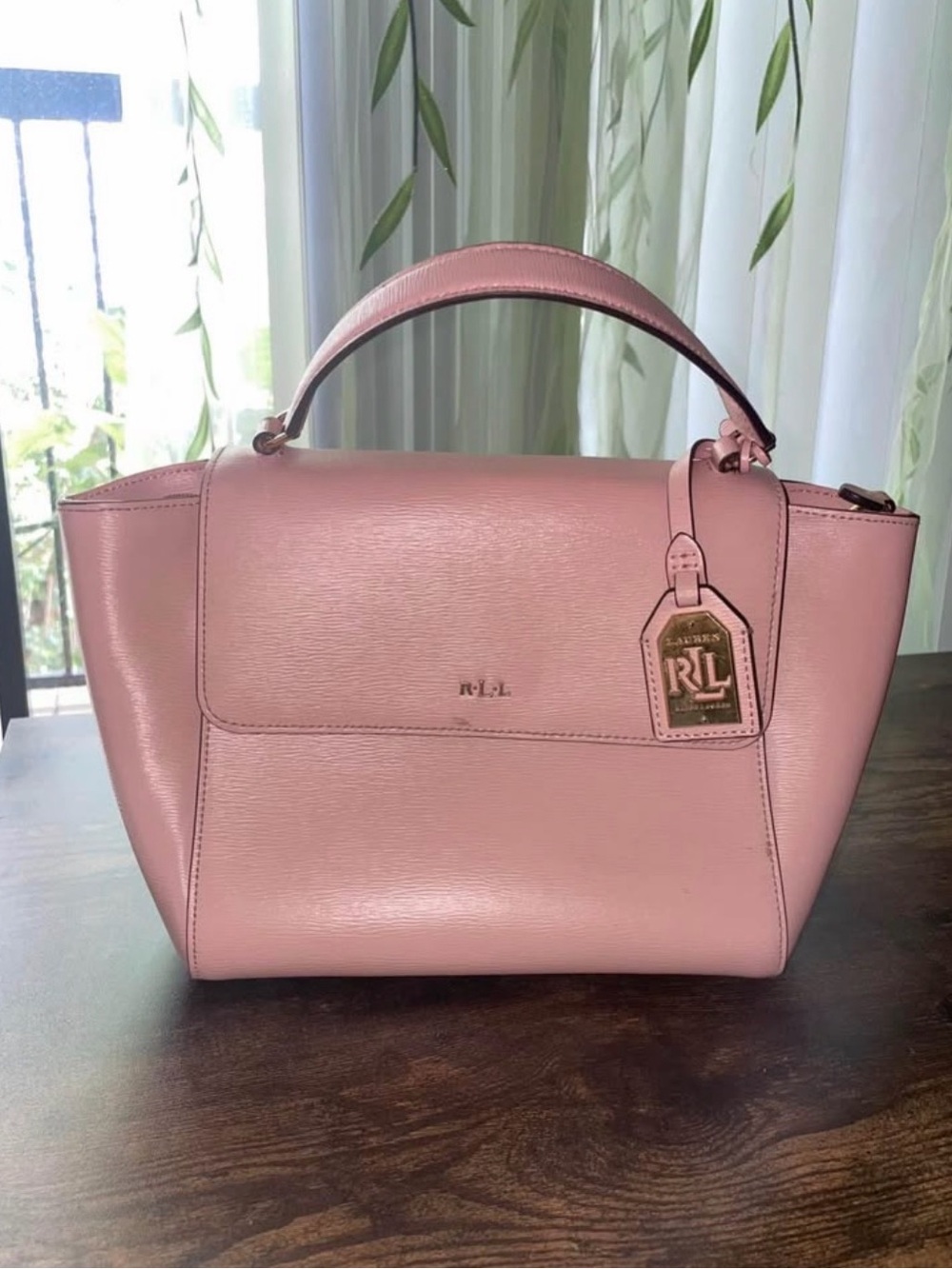 Ralph Lauren Blush Pink Leather Satchel with RL Tag